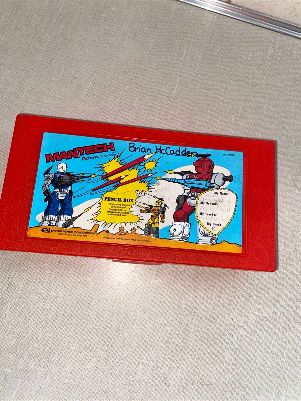 Mantech Robot Warrior Vintage Plastic Crayon Pencil Box USA Made